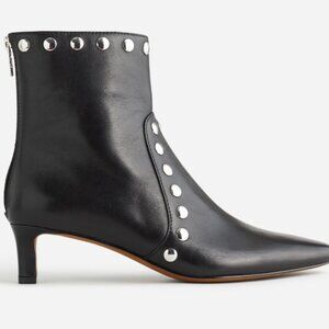 NWT Madewell The Dimes Low Kitten Heel Black Ankle Boot in Studded Leather